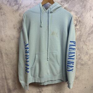 Pleasures Hoodie Sweatshirt Mens Large 24.5x26.5 Lite Blue Skate Streetwear
